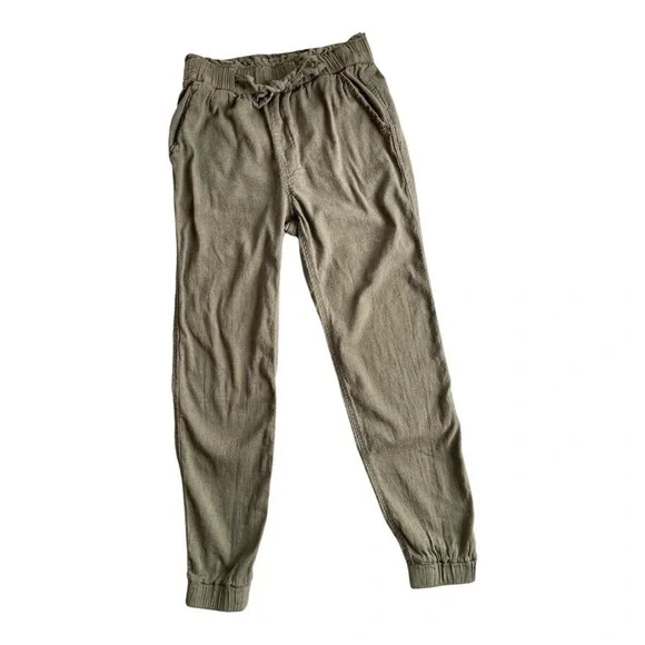 Hollister Olive Green High Waist Cotton Viscose Linen Lightweight Jogger Pants S - Picture 6 of 7
